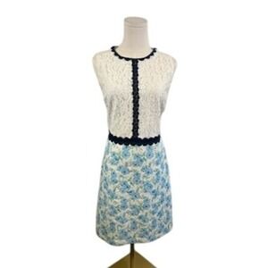 Draper James Cream and Blue Lace Mini Dress